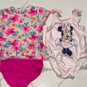 Two Baby Girl Toddler Bathing Swim Suits 12-18M